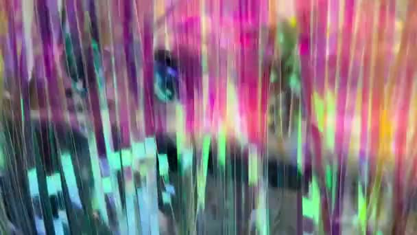 Абстрактное Фиолетовое Движение Боке Фон Сияющие Частицы Мерцающие Блестящие Полоски — стоковое видео