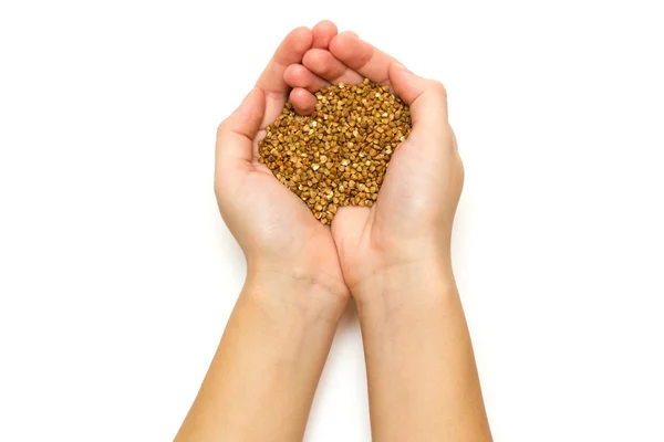 Buckwheat in the hands Stock Image