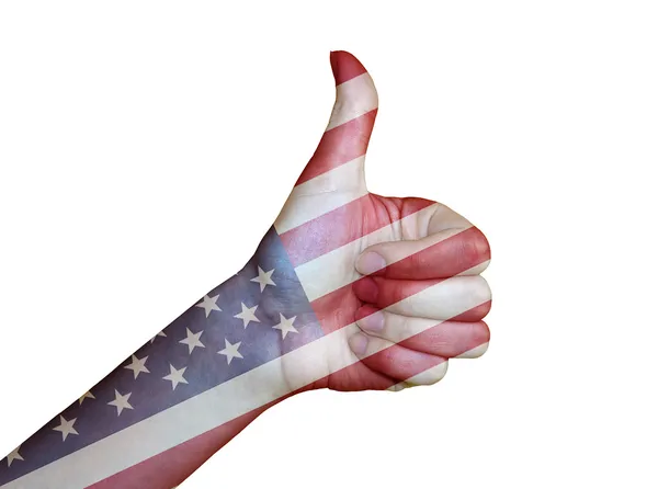 Hand covered in flag of USA — Stock Photo, Image