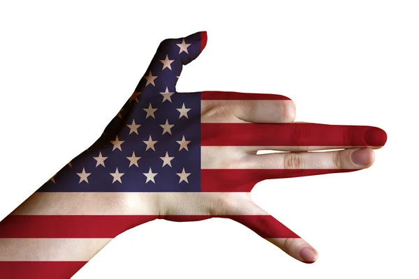 Hand covered in flag of USA — Stock Photo, Image