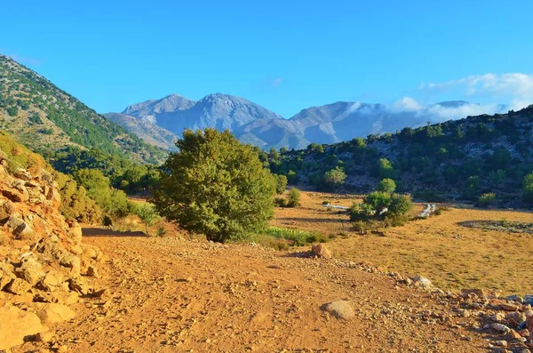 Girit Adası 'ndaki Omalos' taki dağ manzarası, Beyaz Dağlar, Yunanistan