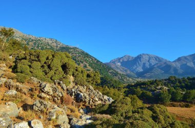 Girit Adası 'ndaki Omalos' taki dağ manzarası, Beyaz Dağlar, Yunanistan