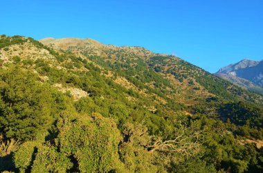 Girit Adası 'ndaki Omalos' taki dağ manzarası, Beyaz Dağlar, Yunanistan