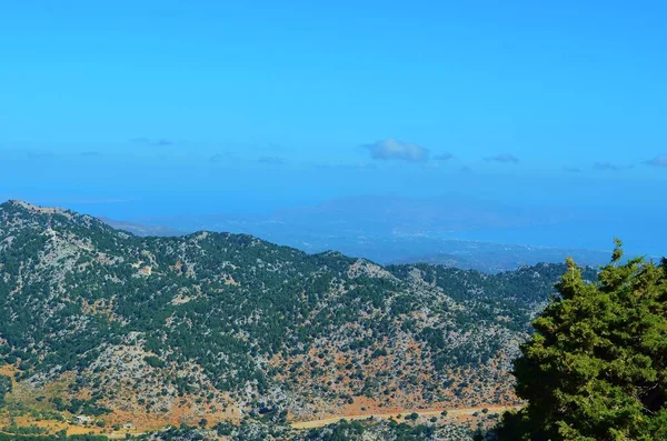 Θέα Λευκά Όρη Στον Ομαλό Κρήτη Ελλάδα — Φωτογραφία Αρχείου