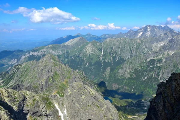 Vue Fantastique Depuis Sommet Mont Rysy Une Des Hautes Montagnes — Photo