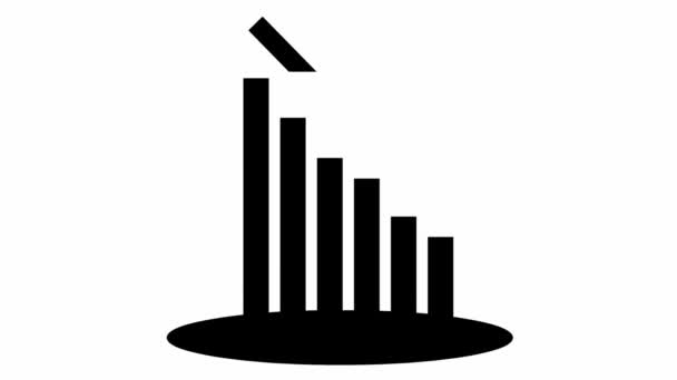 Animerad Svart Diagram Över Finansiell Nedgång Med Trendlinje Diagram Ekonomisk — Stockvideo