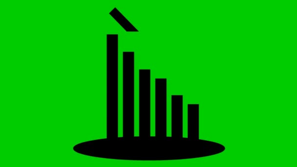 Gráfico Negro Animado Declive Financiero Con Gráfico Líneas Tendencia Crisis — Vídeo de stock