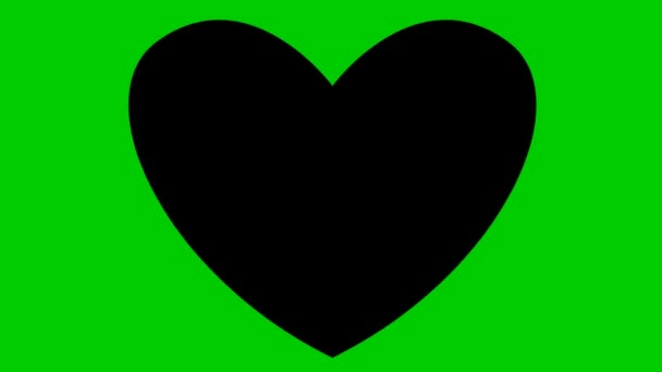 Animiertes schwarzes pochendes Herz. Geschlagenes Video vom schlagenden Herzen. Konzept der Liebe, Gesundheit, Leidenschaft, Medizin. Vektor-Illustration isoliert auf grünem Hintergrund.