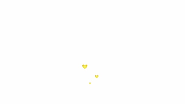 Corações Animados Ouro Voam Baixo Para Cima Conceito Amor Paixão — Vídeo de Stock