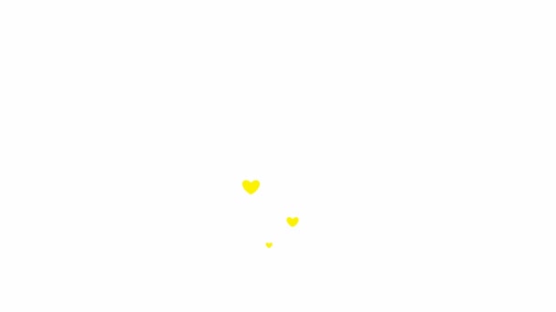 Corações Amarelos Animados Voam Baixo Para Cima Conceito Amor Paixão — Vídeo de Stock