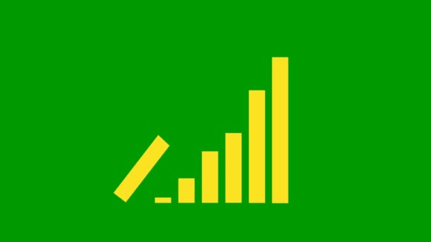 トレンドライングラフでアニメーション化された金融成長チャート 経済の成長バーチャート 緑の背景に独立したベクトル図 — ストック動画