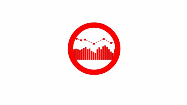 Icona Rossa Animata Lente Ingrandimento Grafico Dei Dati Simbolo Loupe — Video Stock