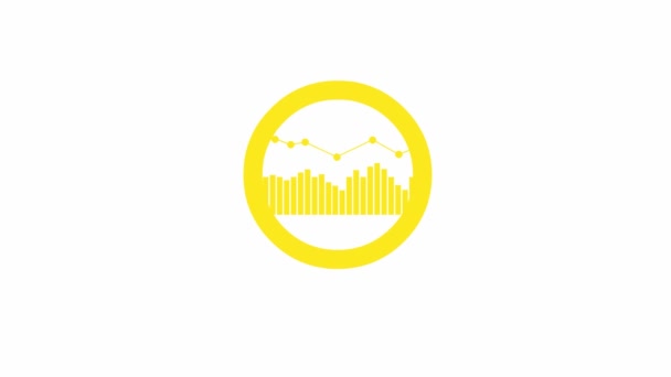 动画黄色放大镜图标 数据图表 百叶窗的符号 分析的概念 循环视频 在白色背景上孤立的向量图 — 图库视频影像