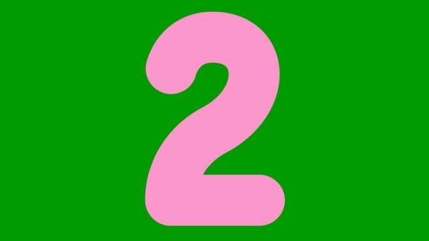 有趣的孩子粉红色的数字 从1点到10点数字依次出现和消失 在绿色背景上孤立的向量图 — 图库视频影像
