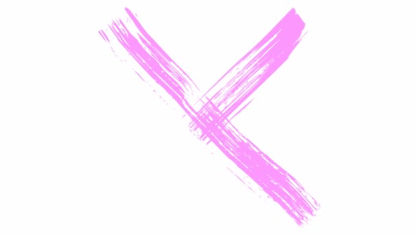アニメーションハンドピンクの十字が表示されます 禁止の概念 白地に隔離されたイラスト — ストック動画