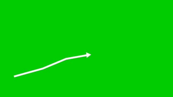トレンドライングラフとアニメーション金融ホワイト成長チャート 経済の成長バーチャート 緑の背景に独立したベクトル図 — ストック動画