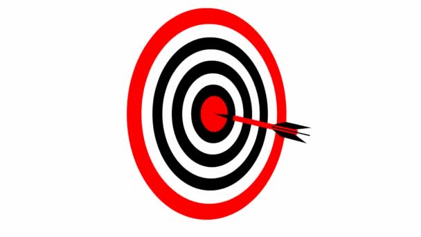 Animated Black Red Target Dart Concept Marketing Result Goal Win — Stock Video
