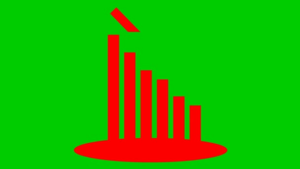 Gráfico Vermelho Animado Declínio Financeiro Com Gráfico Linha Tendência Crise — Vídeo de Stock