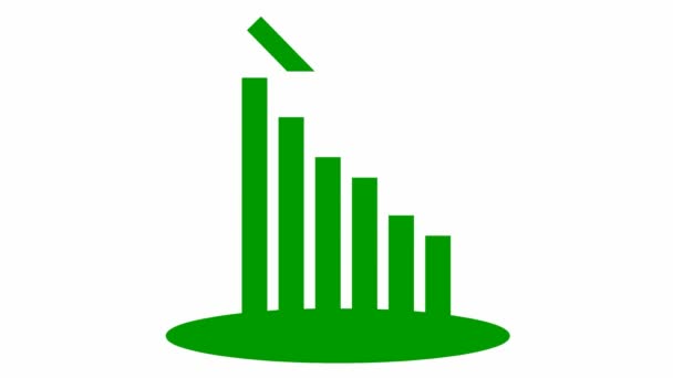 Κινούμενο Πράσινο Διάγραμμα Της Οικονομικής Ύφεσης Ένα Διάγραμμα Γραμμή Τάση — Αρχείο Βίντεο