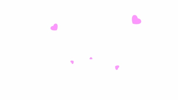 ピンク色のハートのアニメーション背景が中心から飛びます 愛の概念 白い背景に隔離された心 — ストック動画