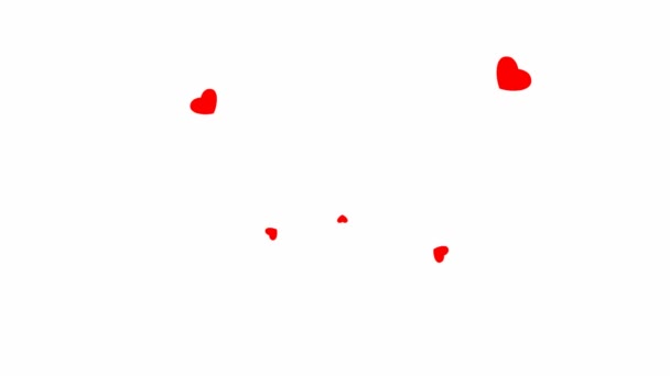 Animated Background Red Hearts Fly Center Concept Love Hearts Isolated — Stock Video