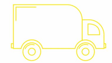 Teslimat arabasının animasyon simgesi. Sarı doğrusal kamyon gezintisi. Teslimat, taşınma, lojistik, taşımacılık, nakliye. Döngülü video. Vektör illüstrasyonu beyaz arkaplanda izole edildi.