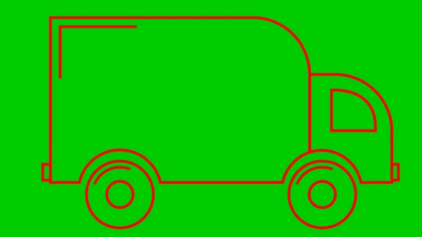 Teslimat Arabasının Animasyon Simgesi Kırmızı Doğrusal Kamyon Turları Teslimat Taşınma — Stok video