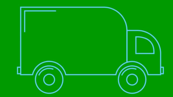 Анімований Значок Автомобіля Доставки Сині Лінійні Вантажівки Їздять Концепція Доставки — стокове відео