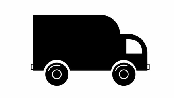Icône Animée Voiture Livraison Camion Noir Concept Livraison Déménagement Logistique — Video