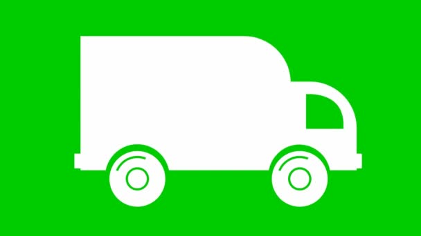 Icône Animée Voiture Livraison Camion Blanc Concept Livraison Déménagement Logistique — Video