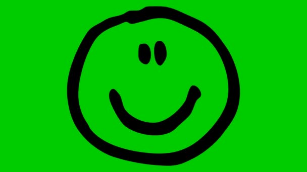 感情のアイコンのアニメーションセット 感情が違う ブラック スマイリー 気分の概念 ループビデオだ 緑の背景に孤立した手描きベクトルイラスト — ストック動画