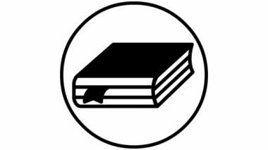 Yer imli siyah kitap ikonu. Okuma kavramı. Çemberin sembolü. Düz vektör çizimi beyaz arkaplanda izole edildi.