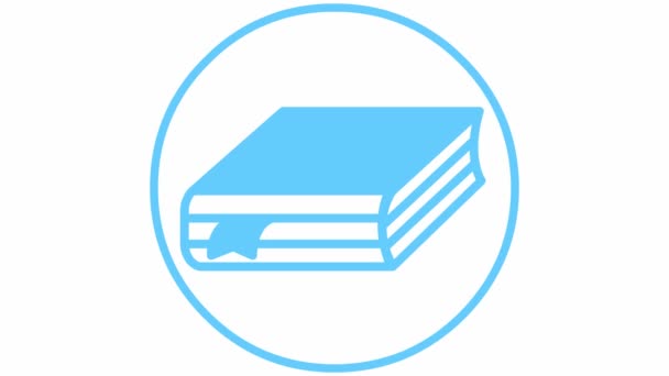 Icono Azul Animado Libro Con Marcador Concepto Lectura Símbolo Círculo — Vídeo de stock