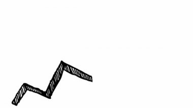 Moda çizgisi grafiğiyle finansal büyüme grafiği. Okun siyah simgesi. Ekonominin büyüme çizelgesi. El çizimi vektör çizimi beyaz arkaplanda izole edildi.