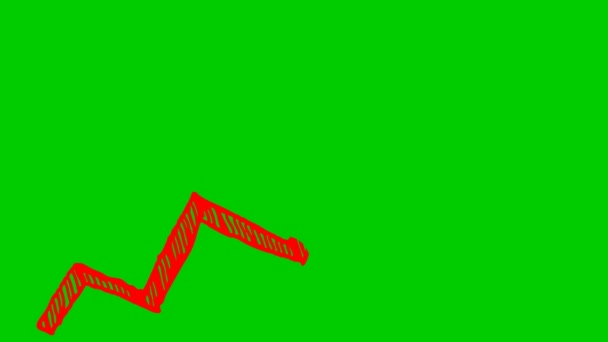 Animated Financial Growth Chart Trend Line Graph Red Icon Arrow — Stock Video