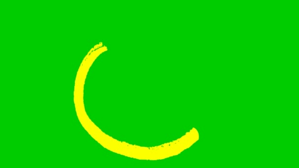 圆形箭头的动画图标 黄色的符号 在绿色背景上孤立的手工绘制的矢量图 — 图库视频影像