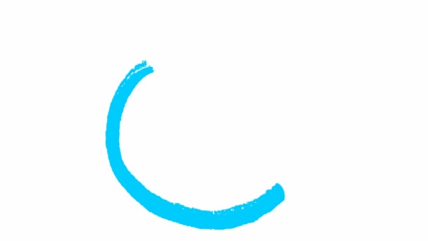 Icono Animado Flecha Circular Símbolo Azul Ilustración Vectorial Dibujada Mano — Vídeos de Stock