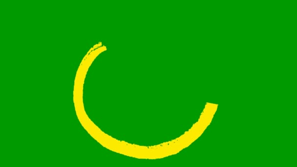 圆形箭头的动画图标 黄色符号 循环视频 在绿色背景上孤立的手工绘制的矢量图 — 图库视频影像