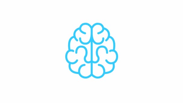 Animated Blue Symbol Brain Concept Idea Creative Looped Video Line — Stock Video