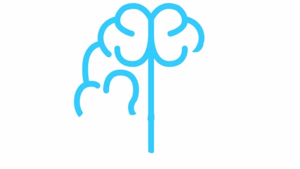Símbolo Azul Animado Cérebro Ícone Desenhado Gradualmente Conceito Ideia Criativo — Vídeo de Stock
