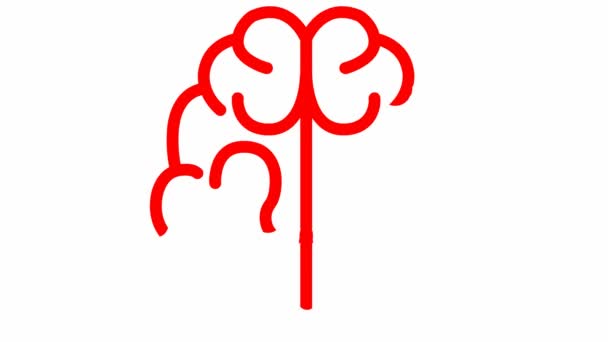 Animated Red Symbol Brain Icon Drawn Gradually Concept Idea Creative — Stock Video