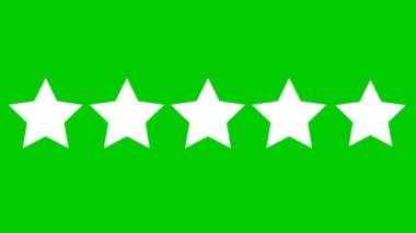 Beş beyaz yıldızlı müşteri değerlendirmesi yaptım. Yeşil arkaplanda izole edilmiş vektör düz illüstrasyon.