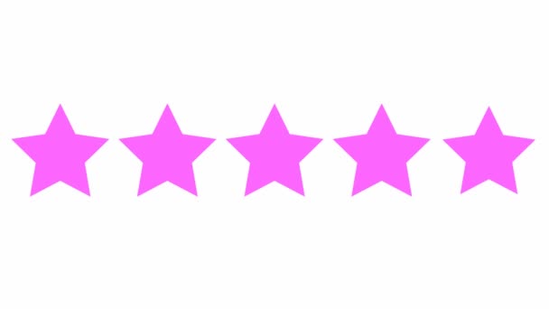 Animated Five Pink Stars Customer Product Rating Review Ilustración Plana — Vídeos de Stock