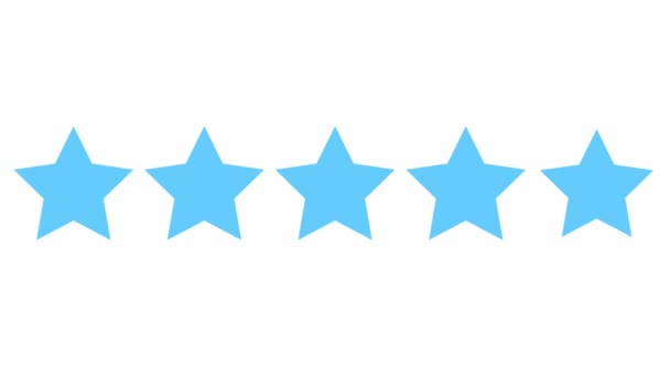 Animated Five Blue Stars Customer Product Rating Review Vektorové Ploché — Stock video