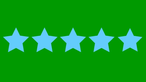 Animated Five Blue Stars Customer Product Rating Review Vector Flat — Vídeo de stock