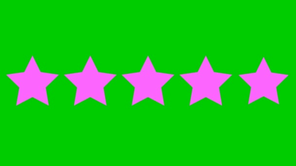 Animated Five Pink Stars Customer Product Rating Review Vector Flat — Video Stock