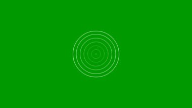 Merkezden gelen hareketli beyaz çizgi çemberleri. Vektör illüstrasyonu yeşil arkaplanda izole edildi.
