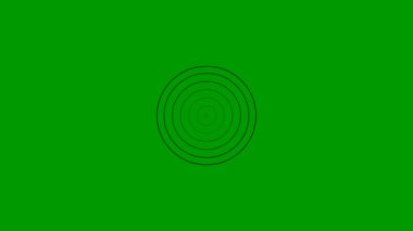 Merkezden gelen hareketli siyah çizgi çemberleri. Vektör illüstrasyonu yeşil arkaplanda izole edildi.