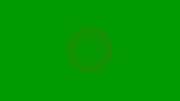 动画增加红线圈从中心 在绿色背景上孤立的向量图 — 图库视频影像