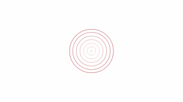 Animated Increasing Red Line Circles Center Vector Illustration Isolated White — Stock Video